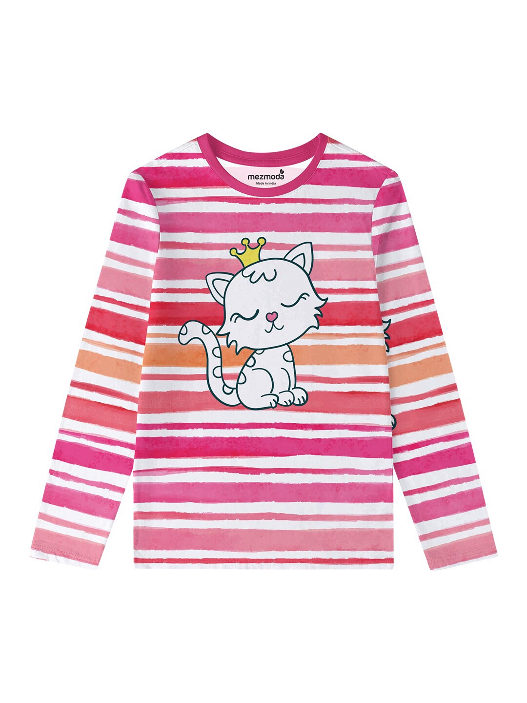 

mezmoda Girls Pink & White Striped T-shirt