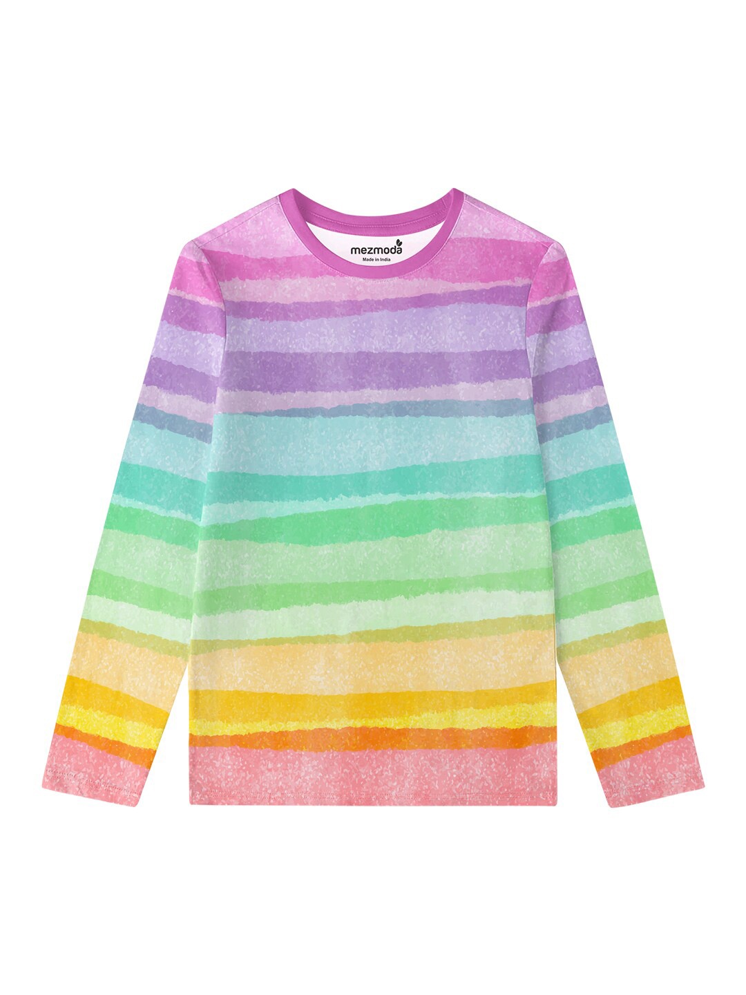 

mezmoda Girls Multicoloured Striped T-shirt, Multi