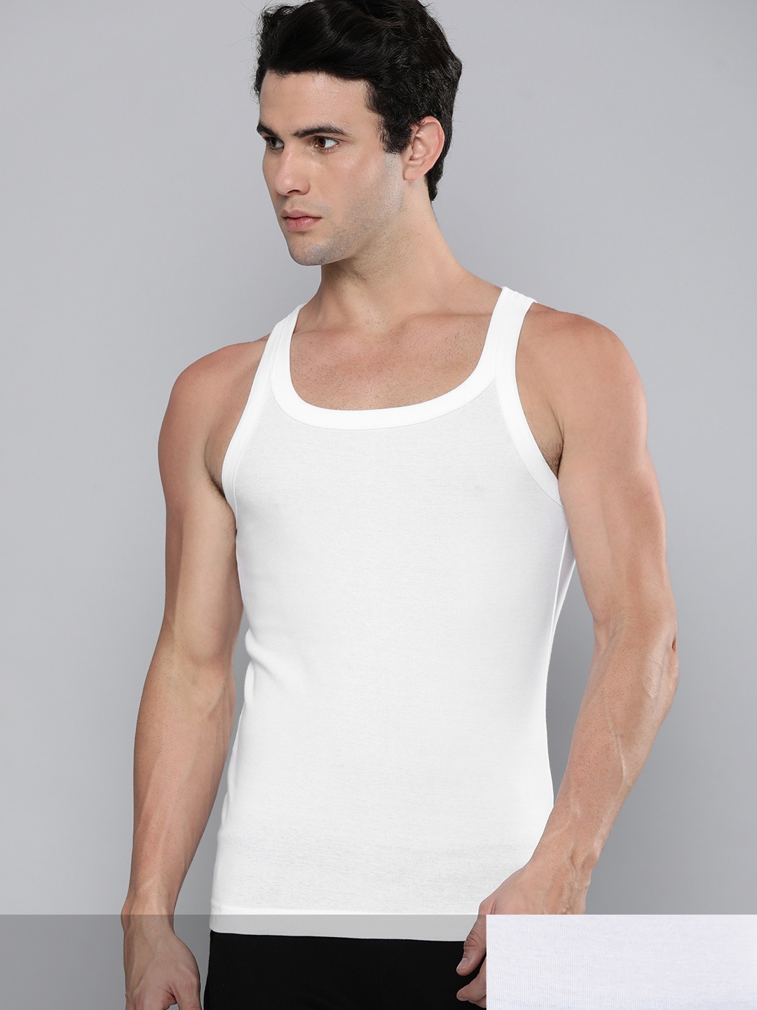 

Levis Men Pack of Two White Solid Innerwear Vests #015--VEST