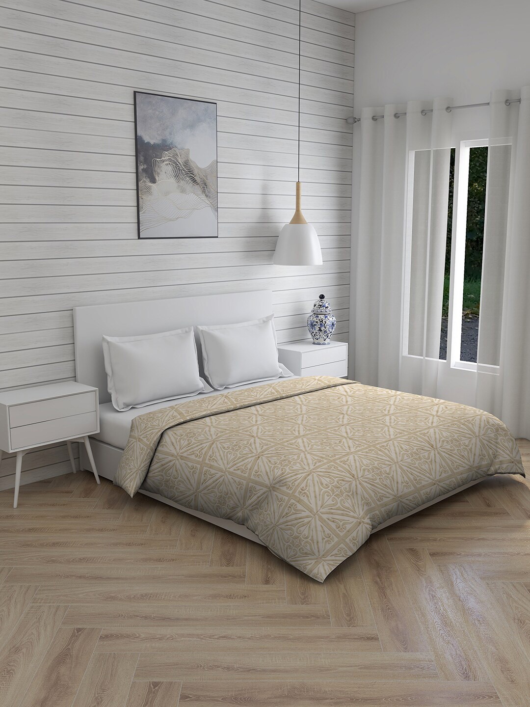 

Boutique Living India Beige Floral AC Room Cotton 120 GSM Double Bed Comforter