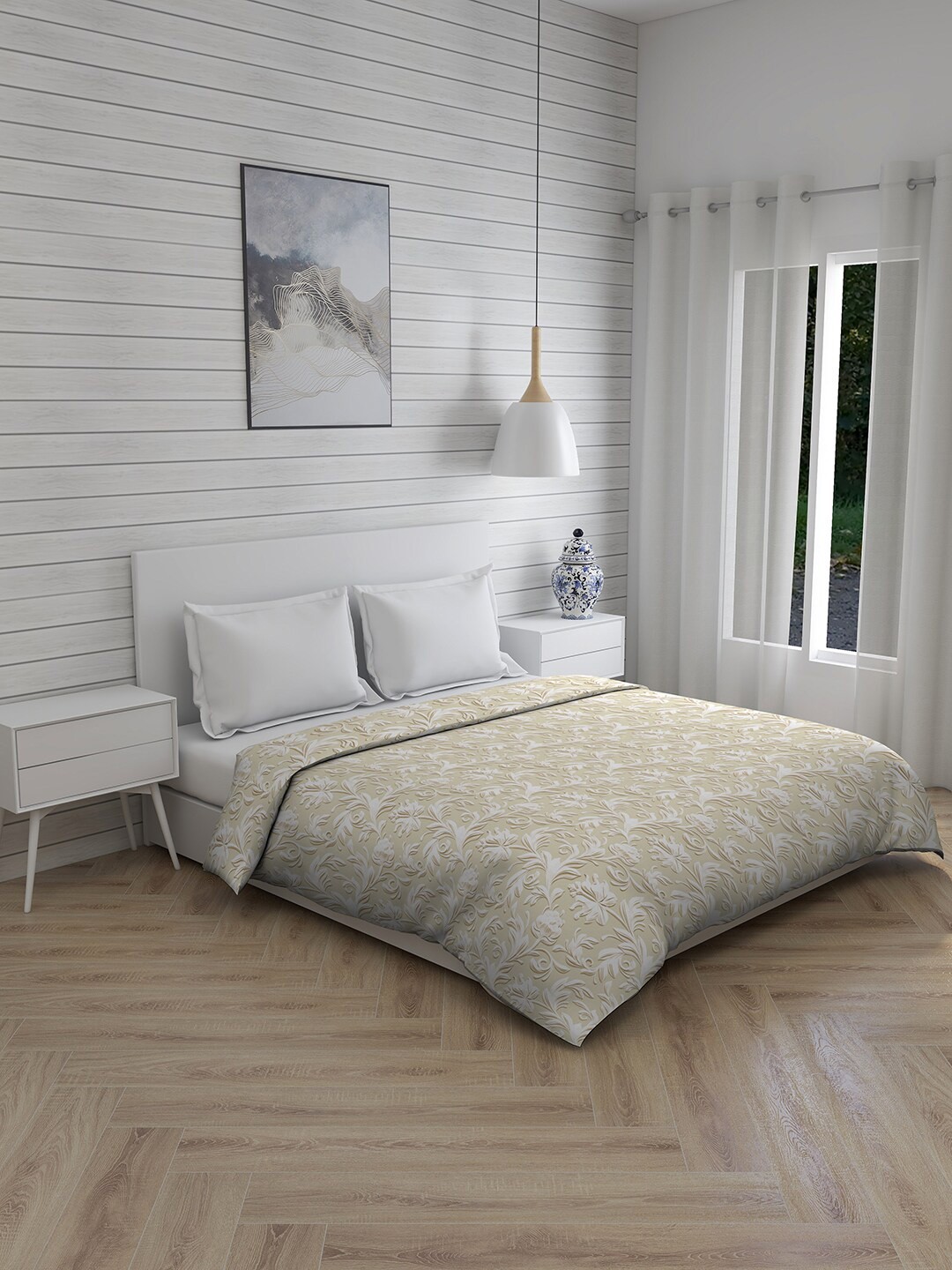 

Boutique Living India Beige & Yellow Floral Cotton AC Room 120 GSM Double Bed Comforter