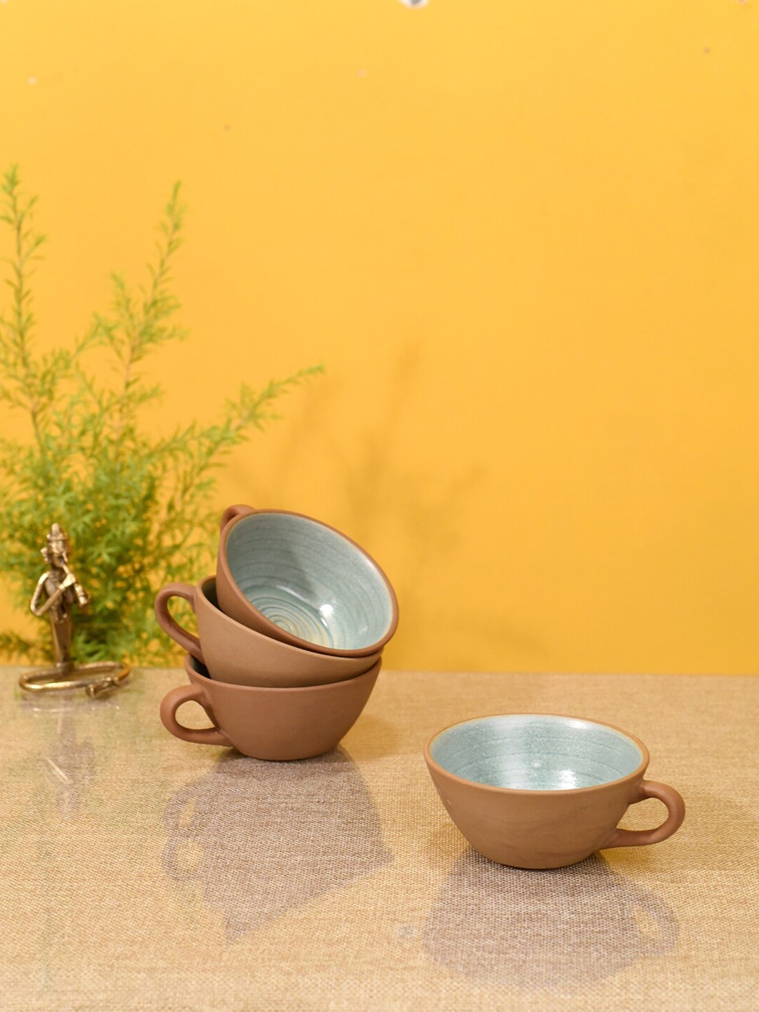 

AAKRITI ART CREATIONS Set Of 4 Brown Solid Ceramic Matte Cups