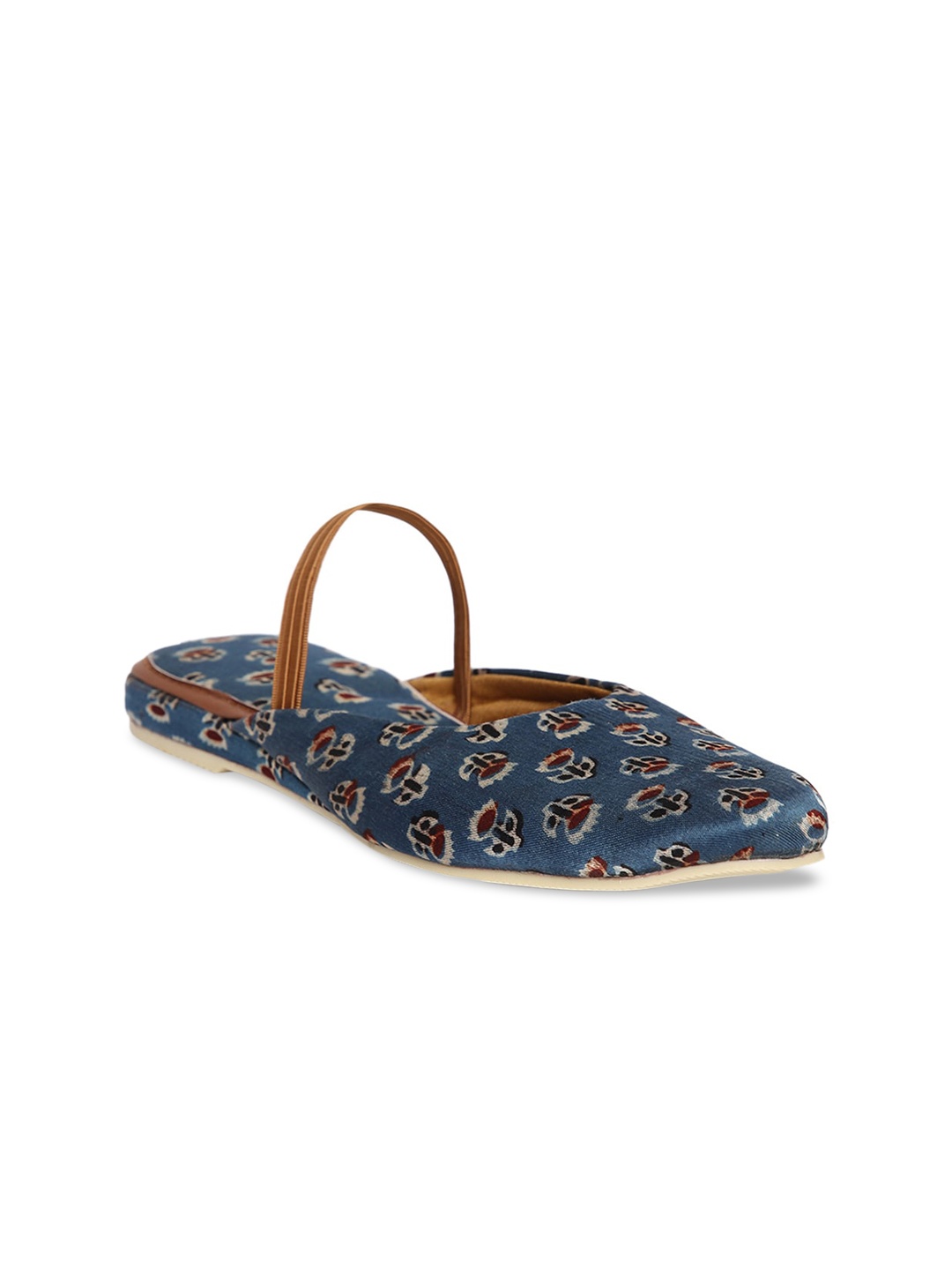 

Fabindia Women Blue & Brown Block-Printed Printed Mules Flats