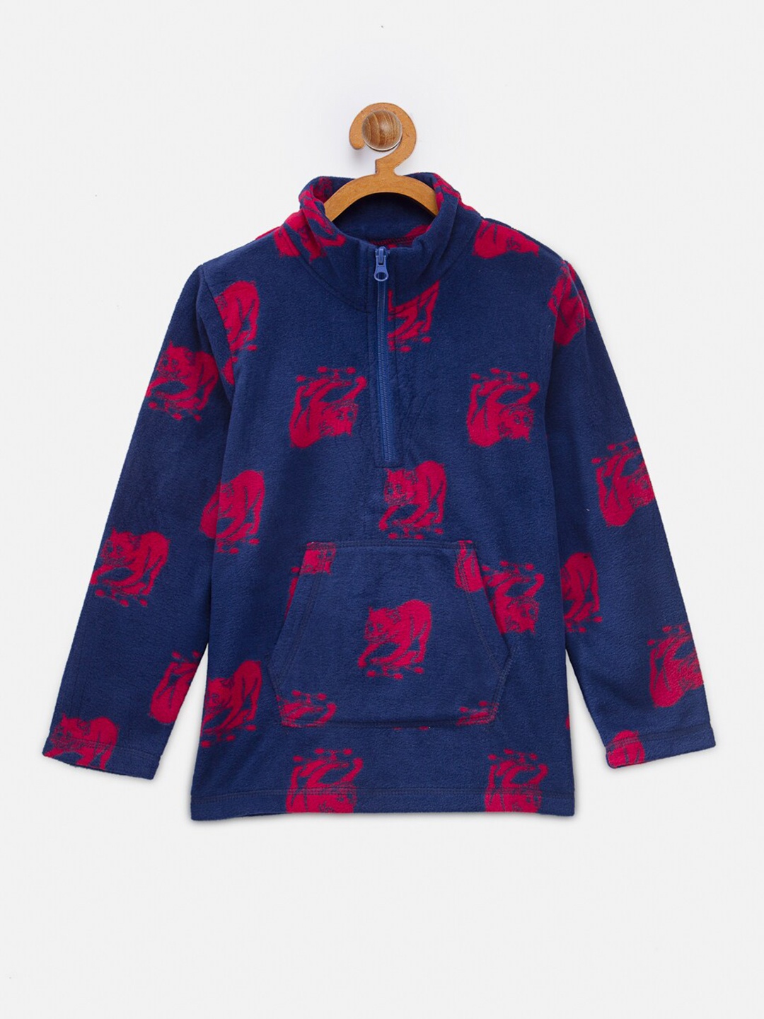 

NYNSH Girls Navy Blue & Red Graphic Printed Pure Cotton Sweatshirt