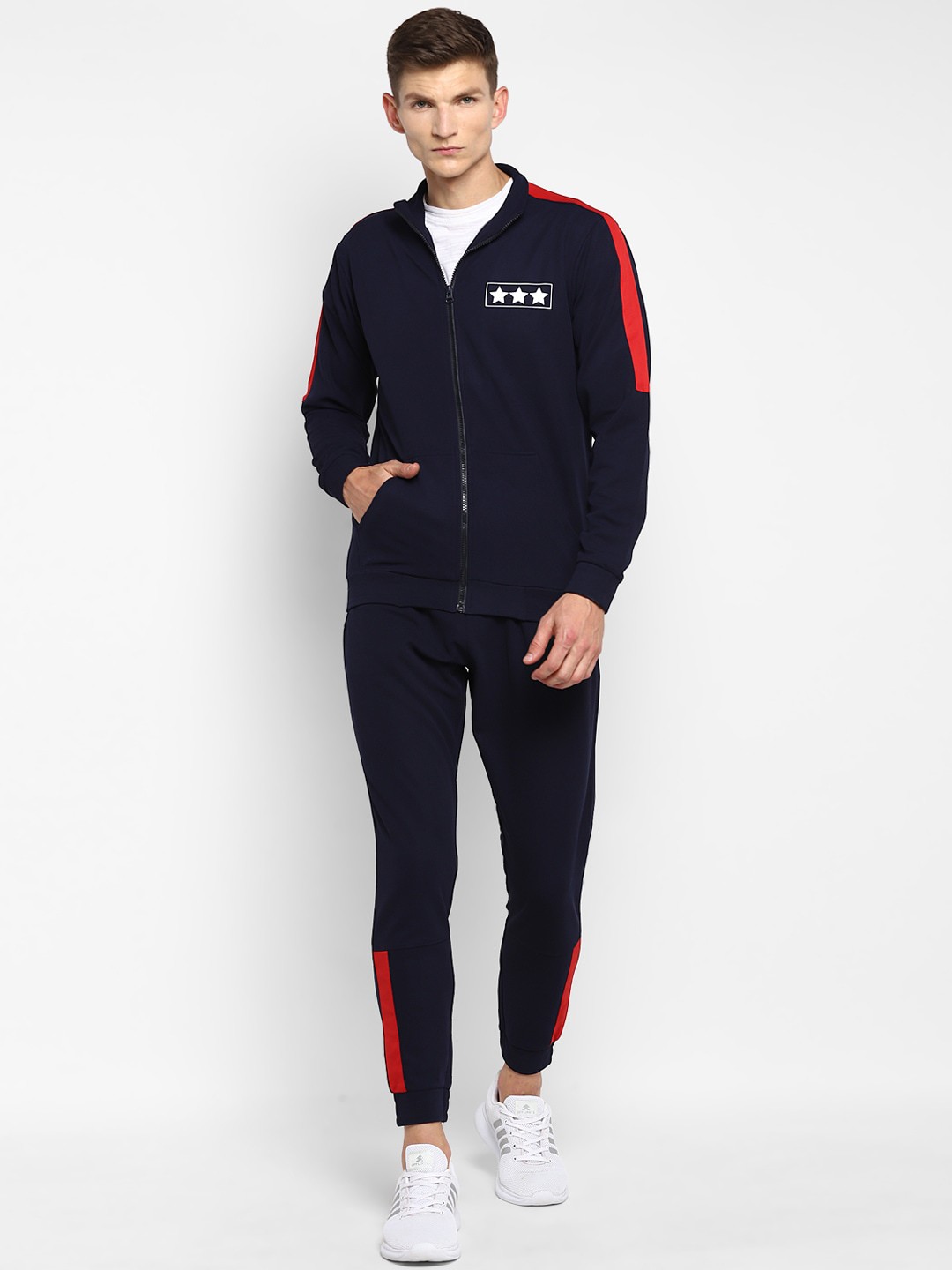 

Yuuki Men Navy Blue & Red Solid Tracksuit