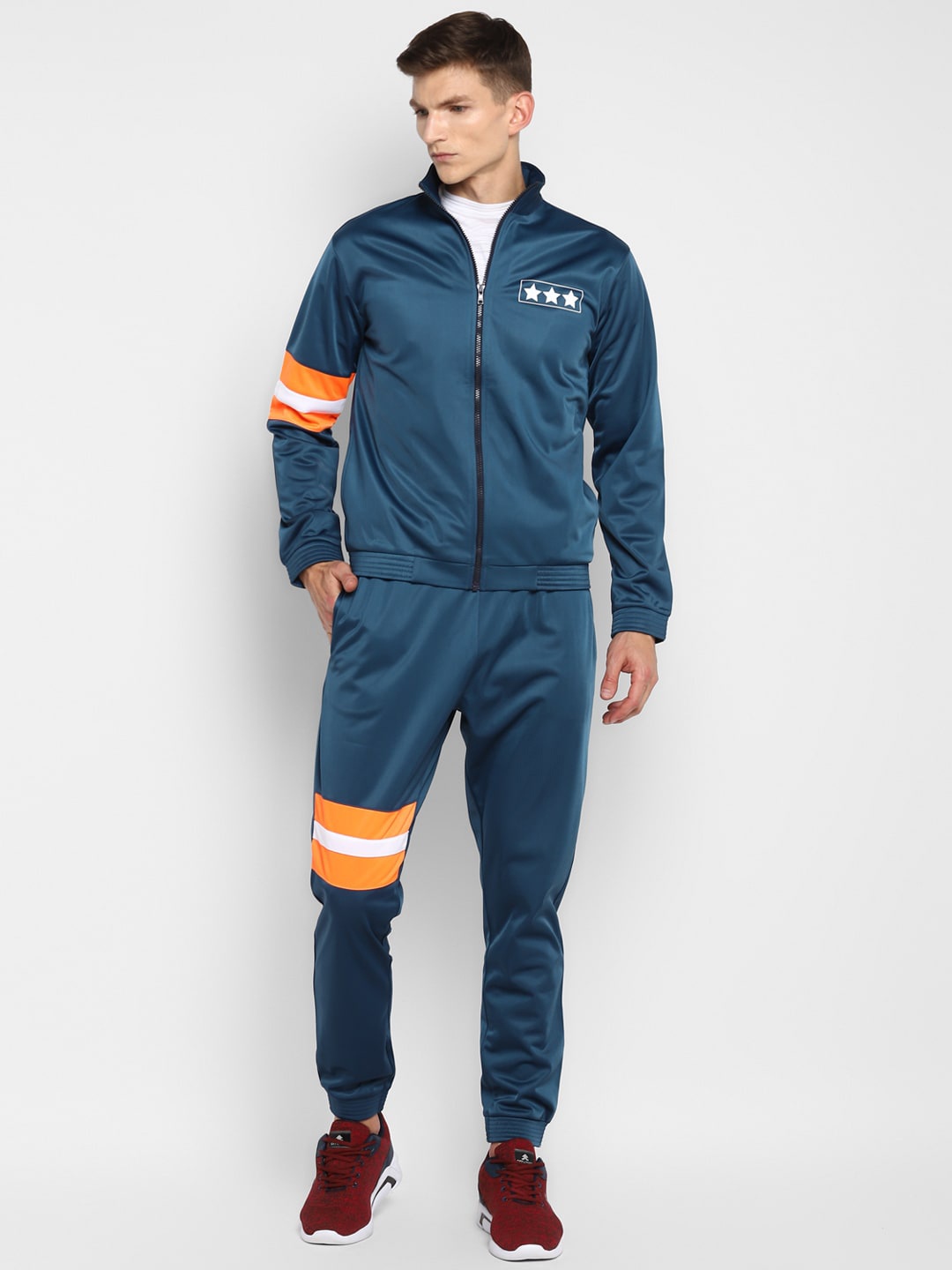 

Yuuki Men Blue & Orange Solid Track Suit