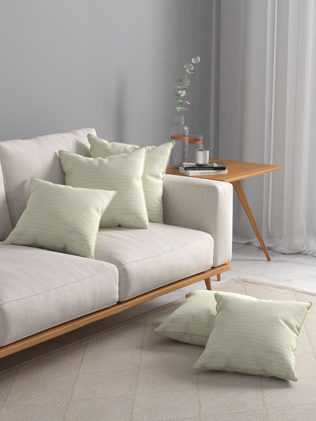 

ROSARA HOME Cream-Coloured Set of 5 Square Cushion Covers