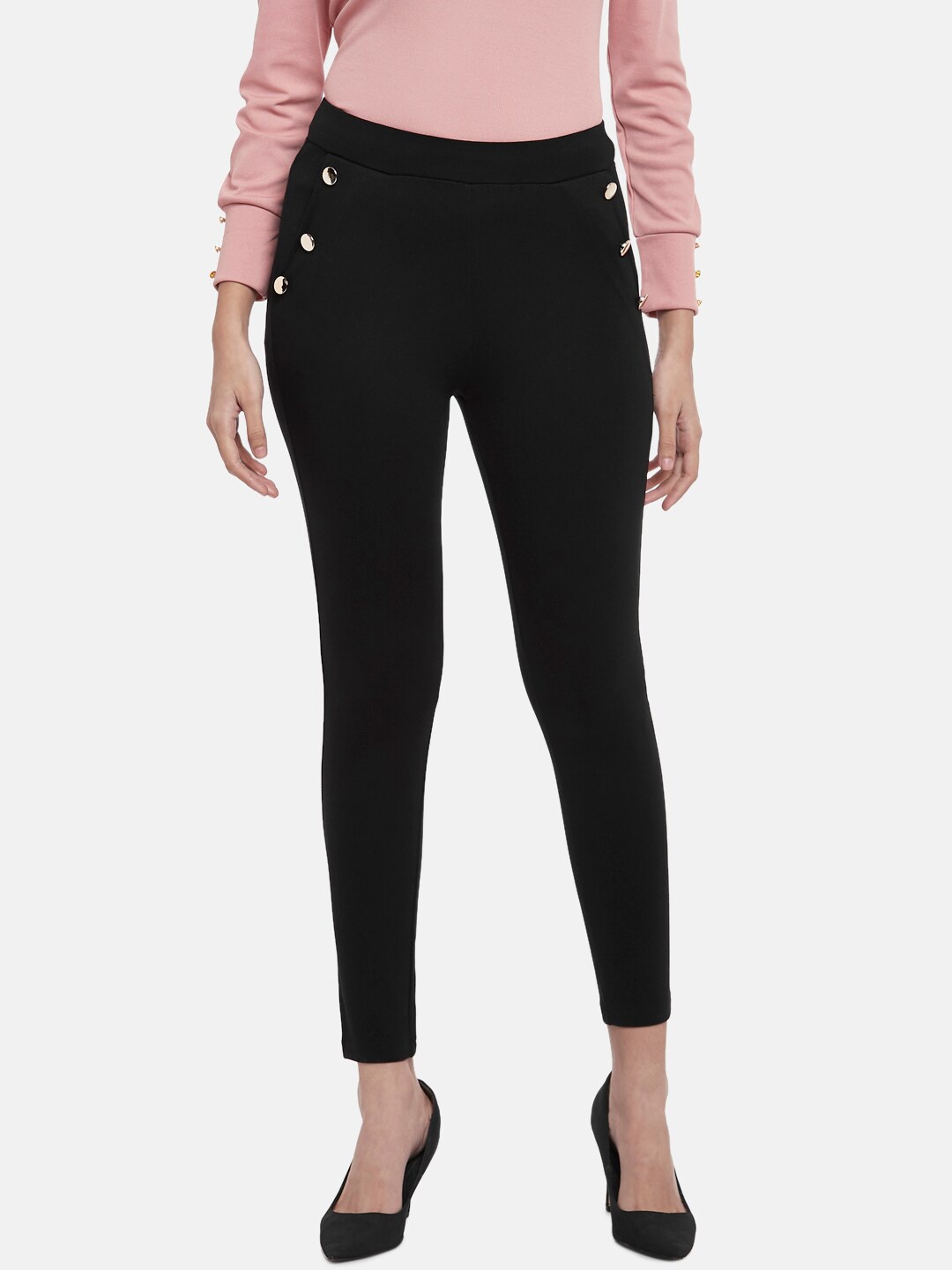 

Annabelle by Pantaloons Women Black Solid Treggings