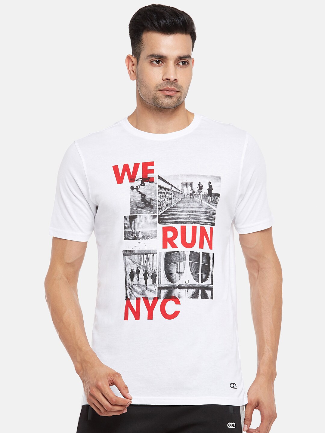 

Ajile by Pantaloons Men White & Black Typography Printed Slim Fit T-shirt