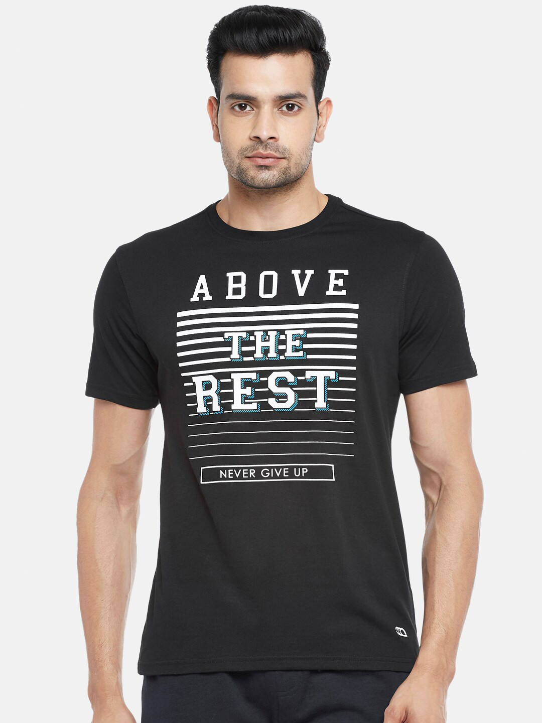 

Ajile by Pantaloons Men Black Typography Printed Slim Fit T-shirt