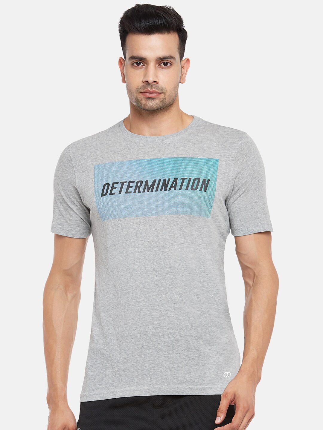 

Ajile by Pantaloons Men Grey Melange Printed Slim Fit T-shirt