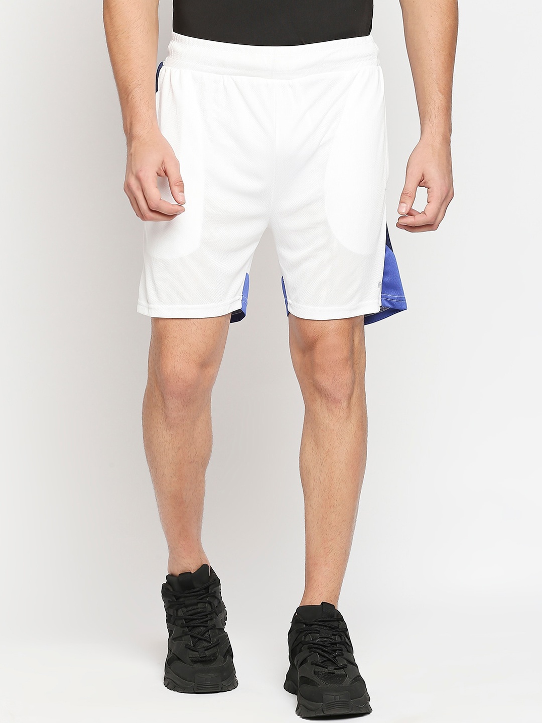 

FiTZ Men White & Blue Colourblocked Sports Shorts