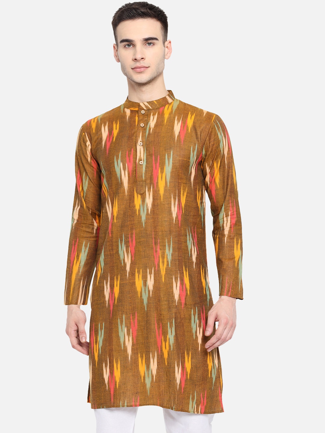 

Vastraa Fusion Men Brown & Yellow Printed Kurta