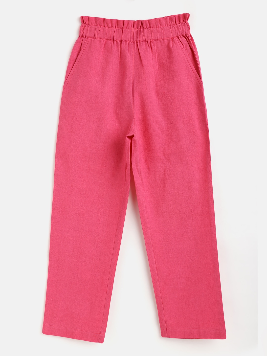 

luyk Girls Fuchsia High-Rise Wrinkle Free Parallel Trousers