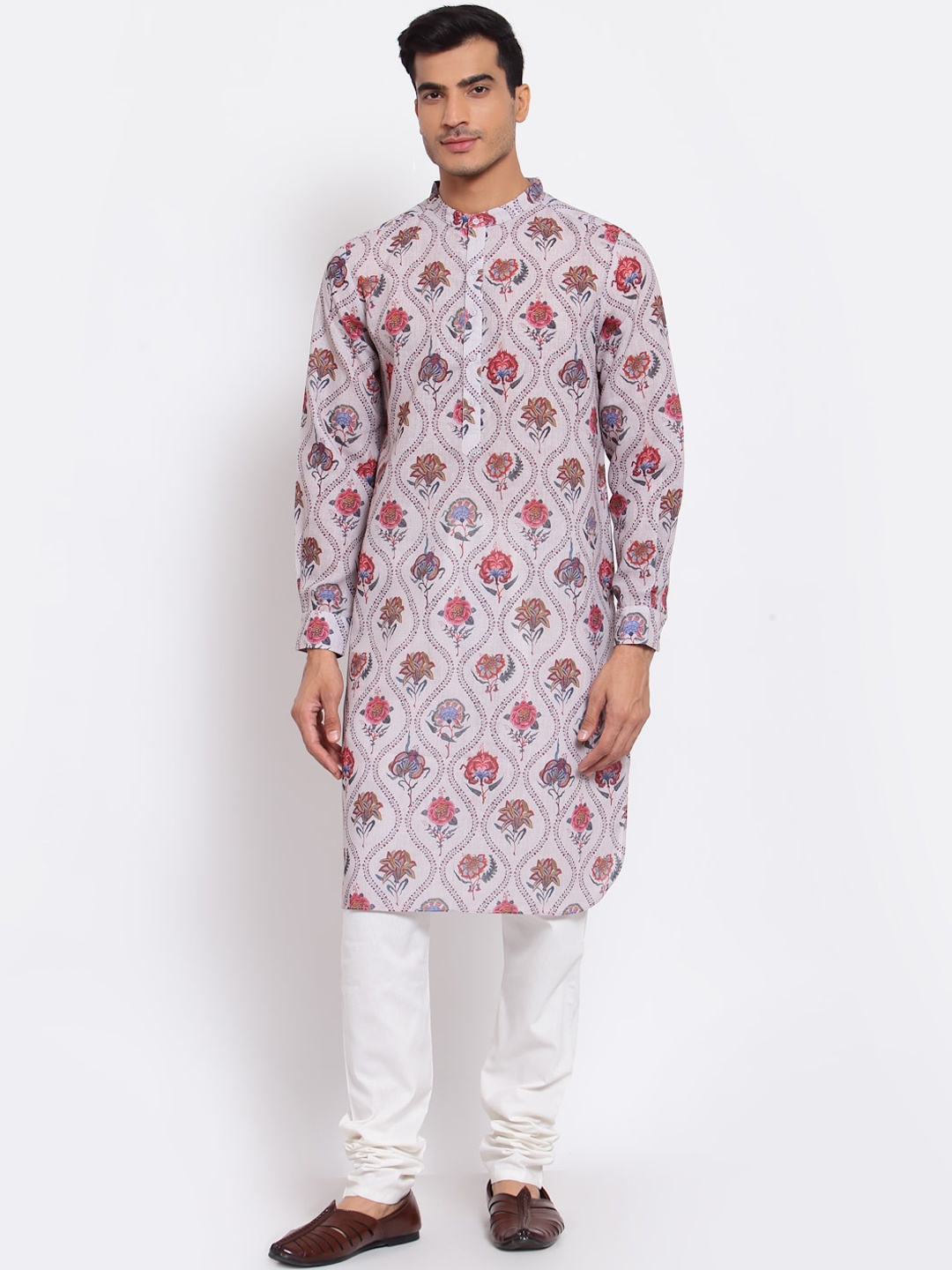 

Style Quotient Men Lavender Ethnic Motifs Screen Printed Kurta
