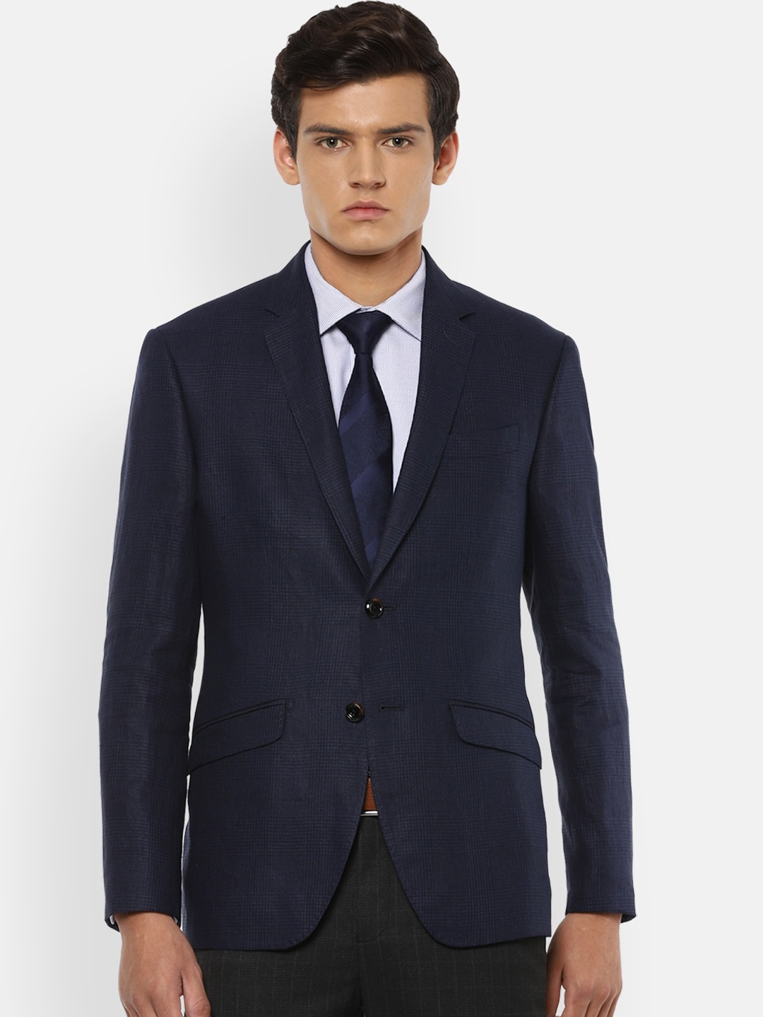 

Luxure by Louis Philippe Men Slim Fit Woolen Navy Blue Single-Breasted Formal Blazer