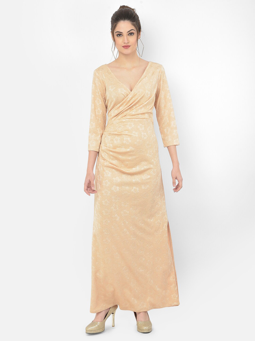 

Eavan Beige Floral Wrap Maxi Dress