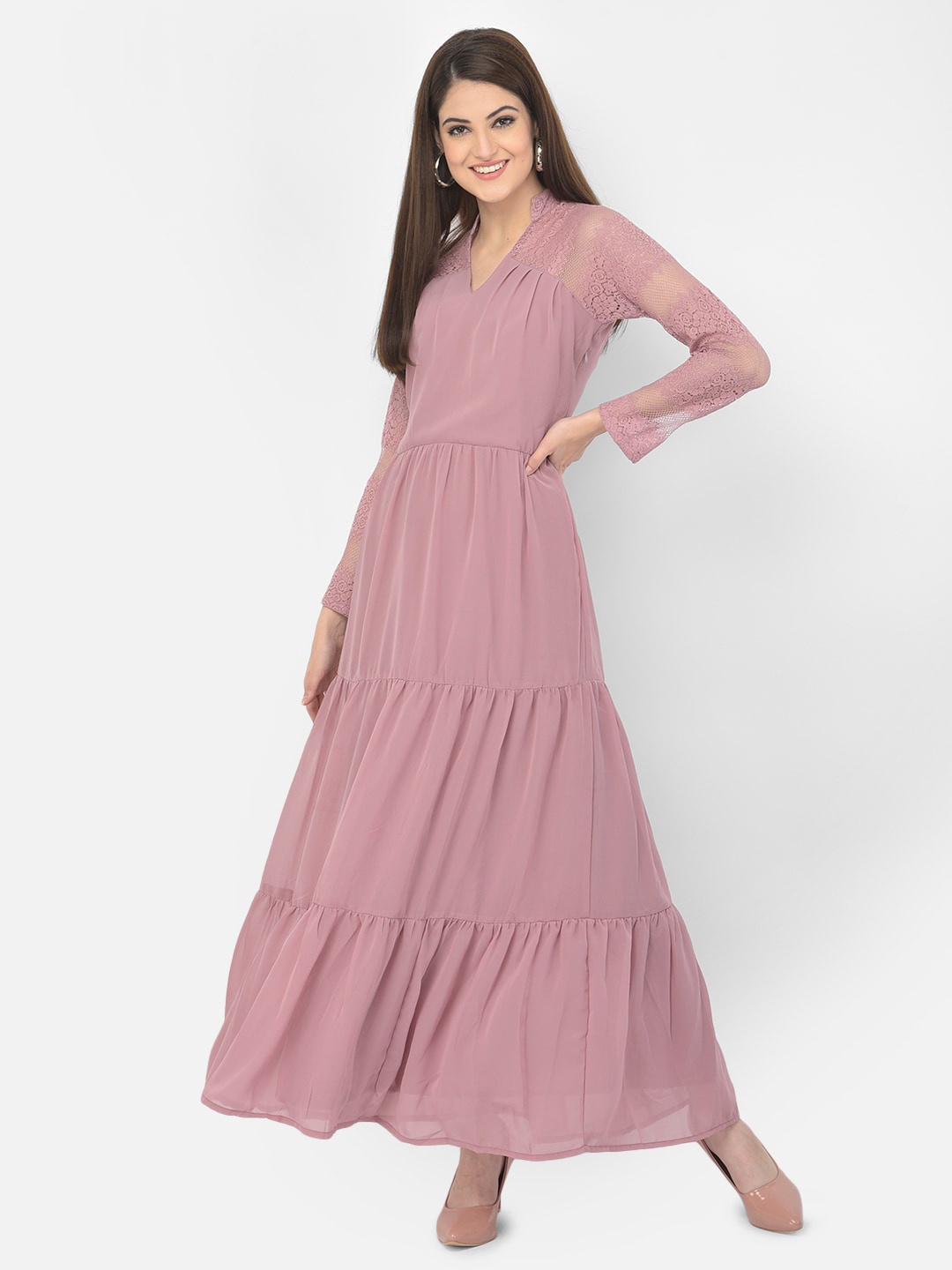 

Eavan Mauve Georgette Maxi Dress