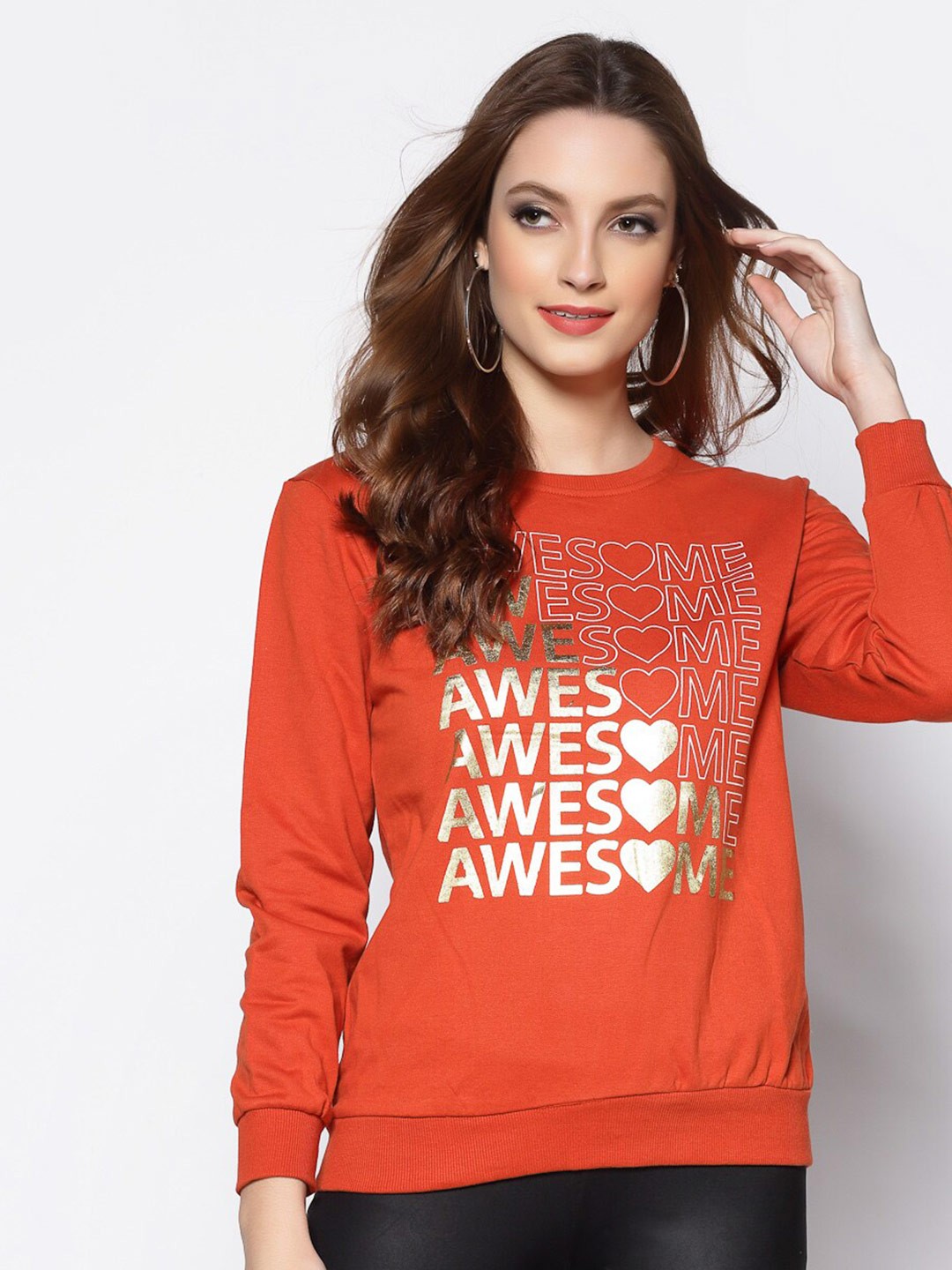 

Sera Women Rust Printed Sweatshirt