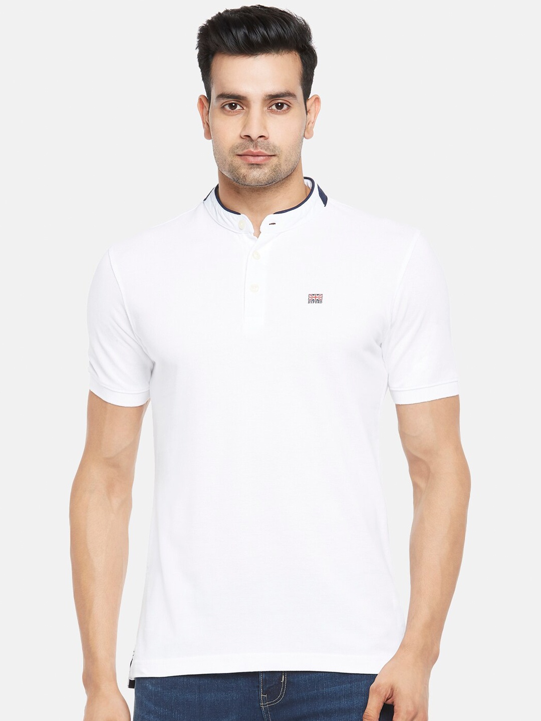 

BYFORD by Pantaloons Men White Printed Slim Fit T-shirt