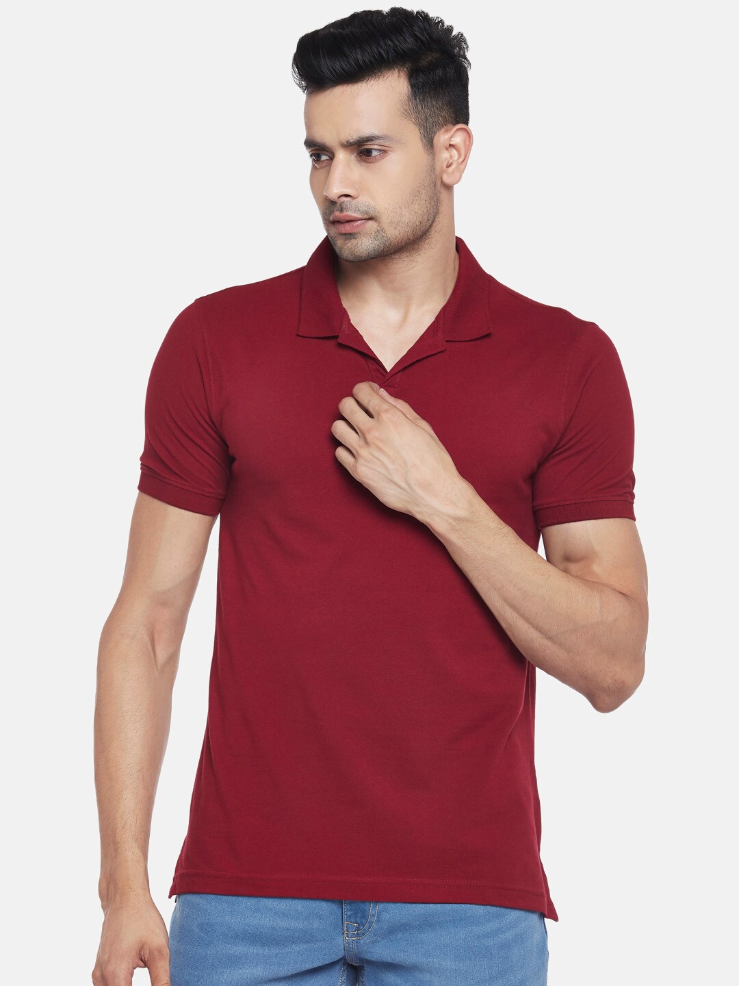 

BYFORD by Pantaloons Men Maroon Slim Fit T-shirt
