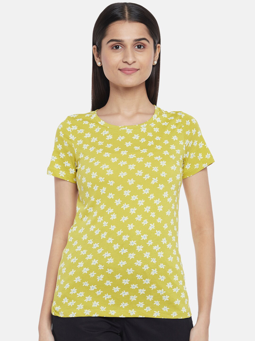 

Honey by Pantaloons Women Green Printed T-shirt