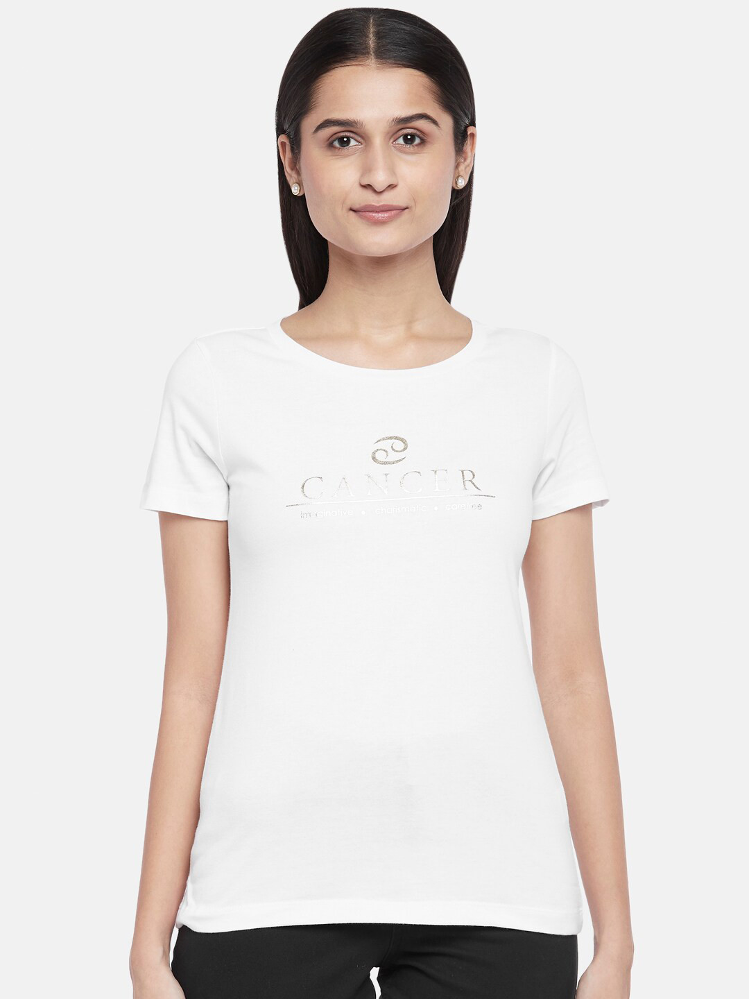 

Honey by Pantaloons Women White Polo Collar Pockets T-shirt