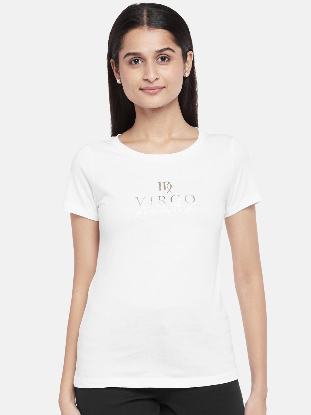 

Honey by Pantaloons Women White Typography Printed T-shirt