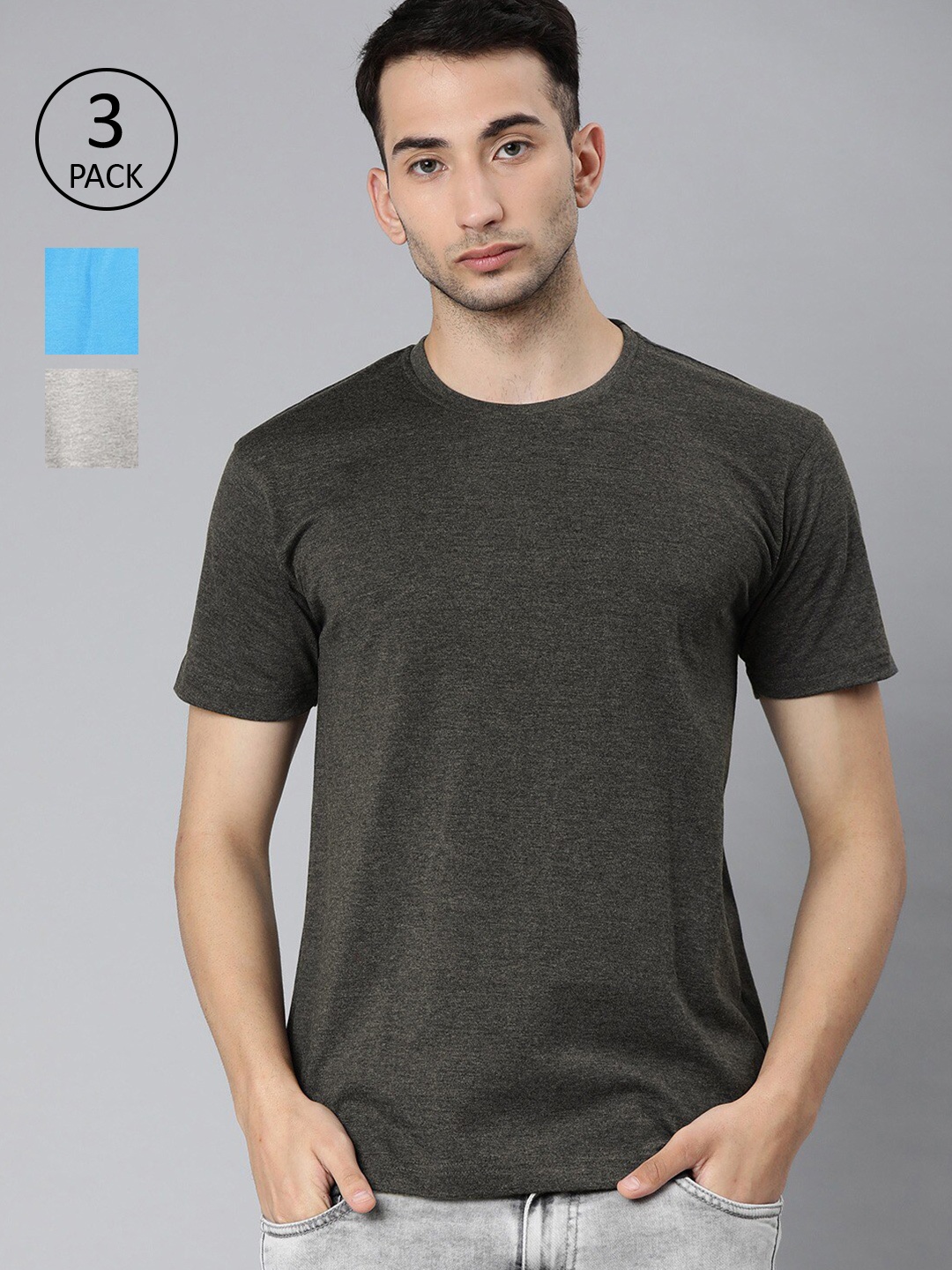 

BE AWARA Men Charcoal 3 Pockets T-shirt