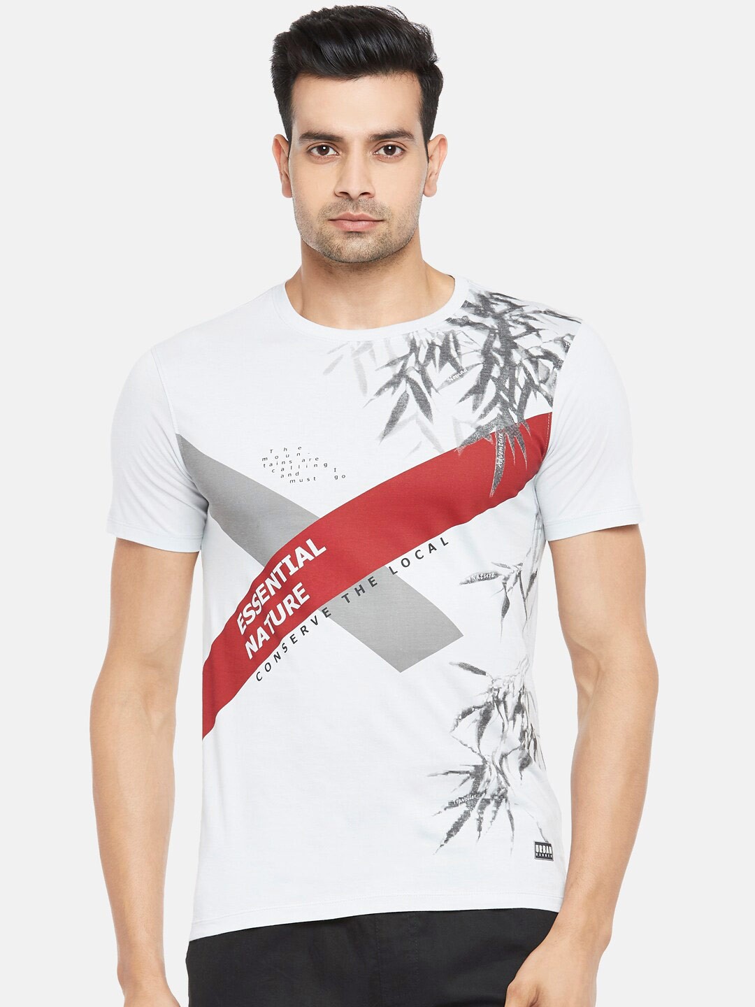

Urban Ranger by pantaloons Men Grey Printed Pockets Slim Fit T-shirt