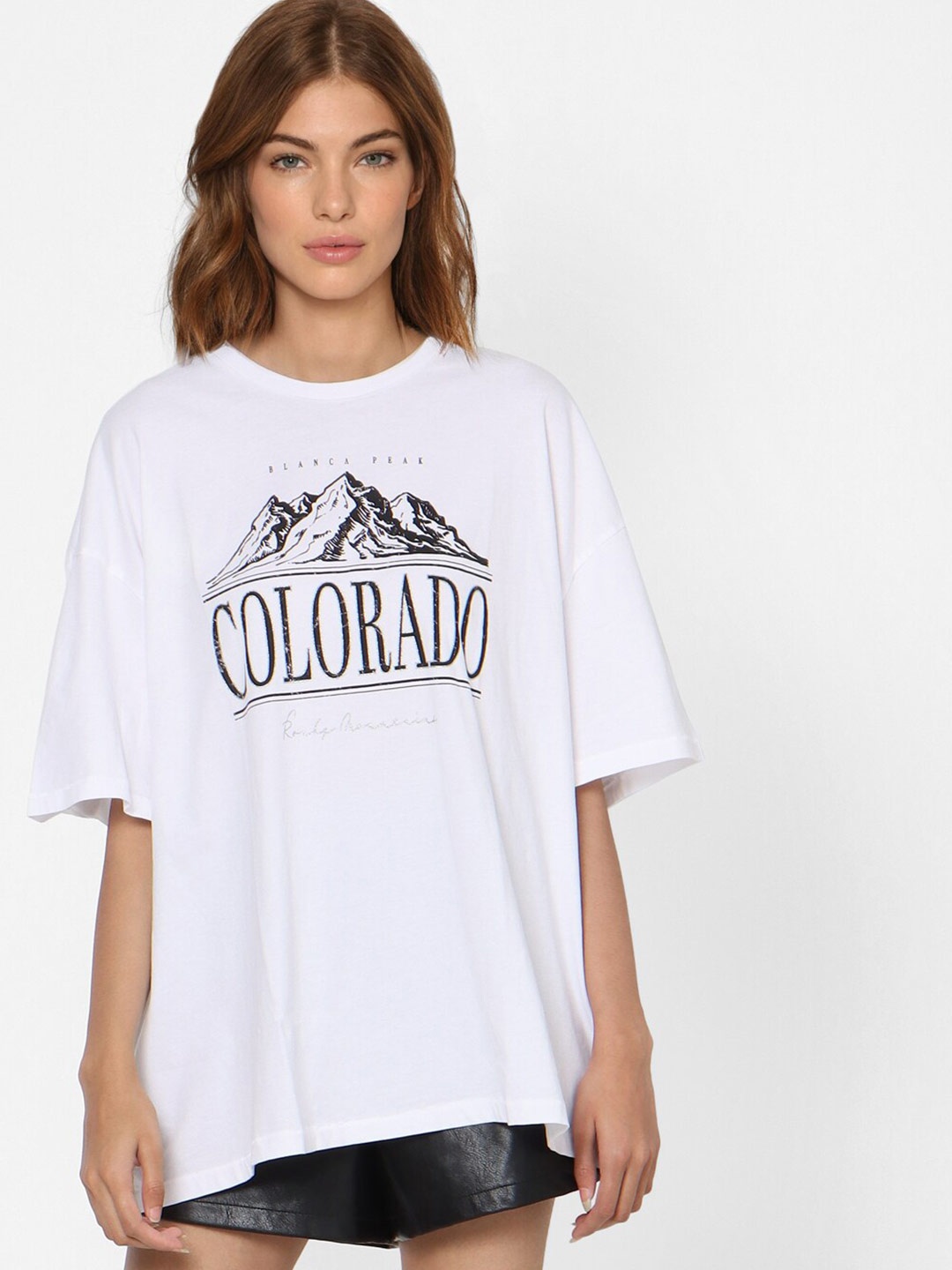 

ONLY Women White Printed Oversized T-shirt