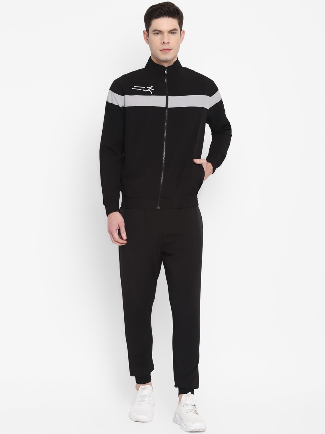 

Yuuki Men Black & White Striped Tracksuit