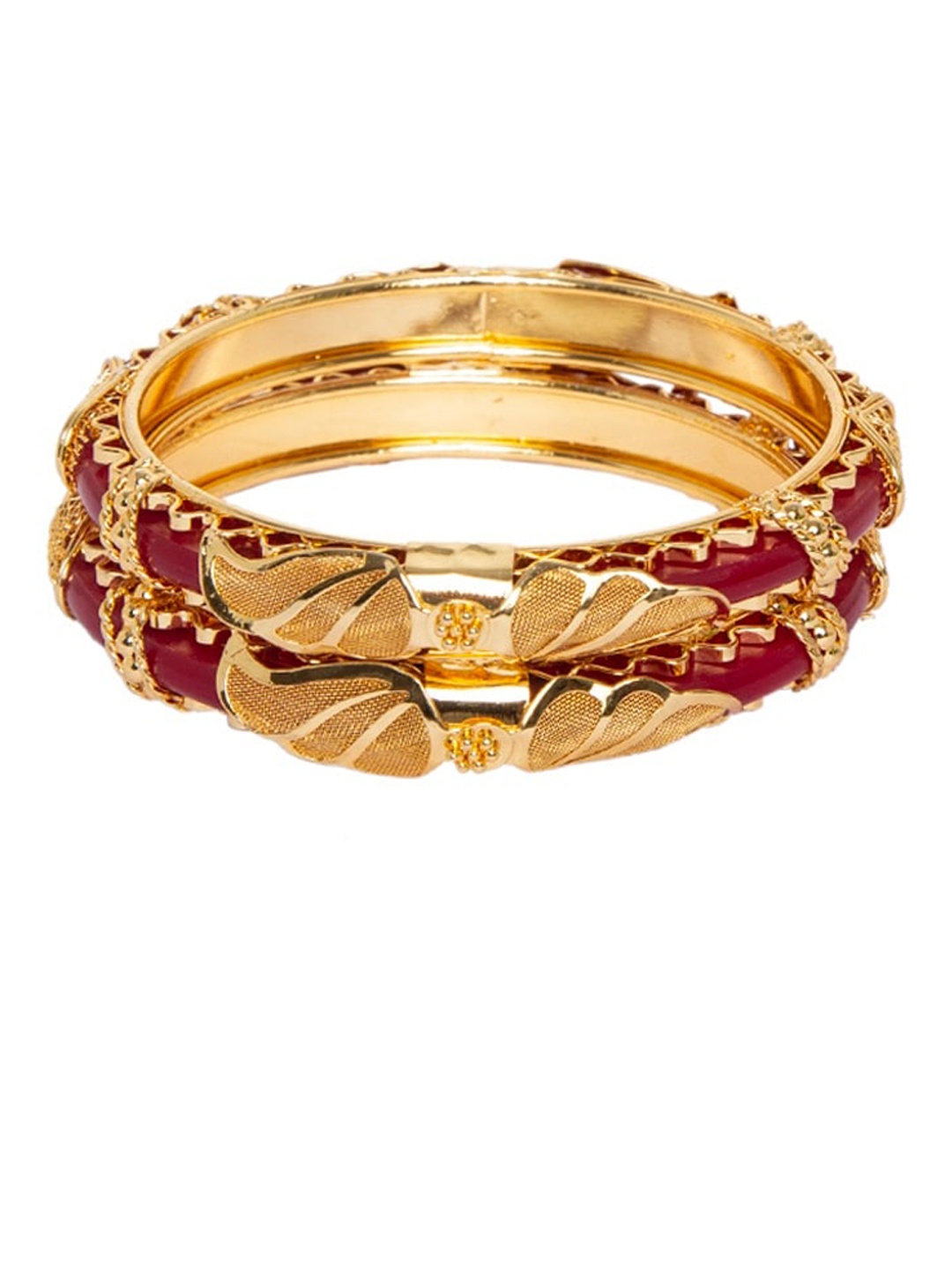 

Mali Fionna Women Set Of 2 Gold-Toned & Red Bangles