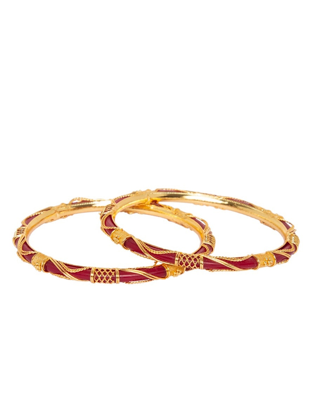 

Mali Fionna Set Of 2 Gold-Toned & Red Bangles