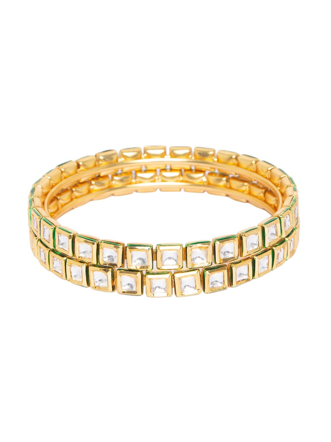 

Mali Fionna Gold Toned & White Alloy Gold Plated Bangle