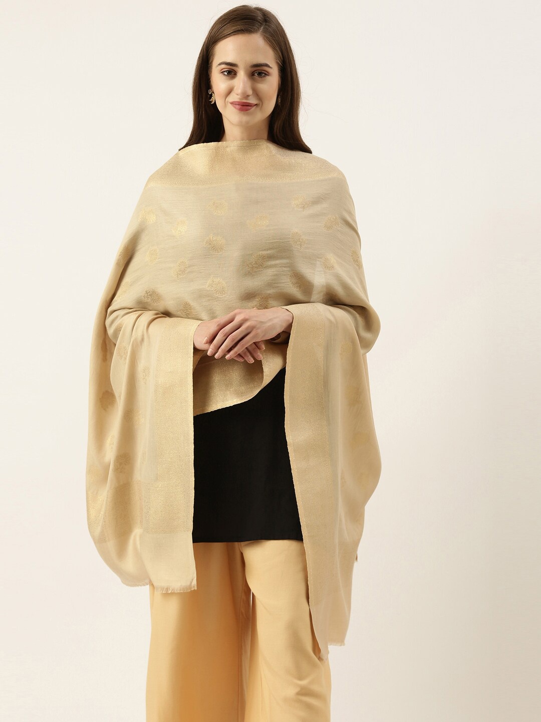 

Pashmoda Women Beige Kaani Woven Stole