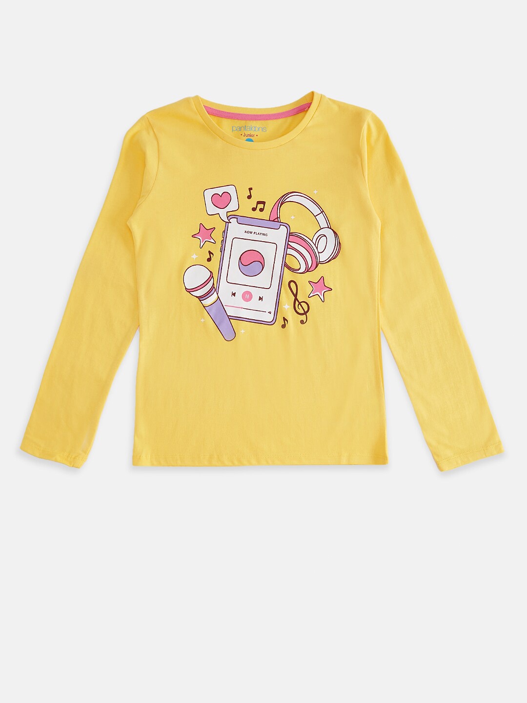 

Pantaloons Junior Girls Yellow Printed Pure Cotton T-shirt