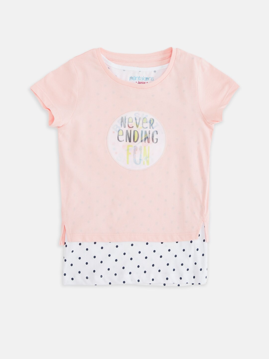 

Pantaloons Junior Girls Pink Typography Printed Cotton T-shirt