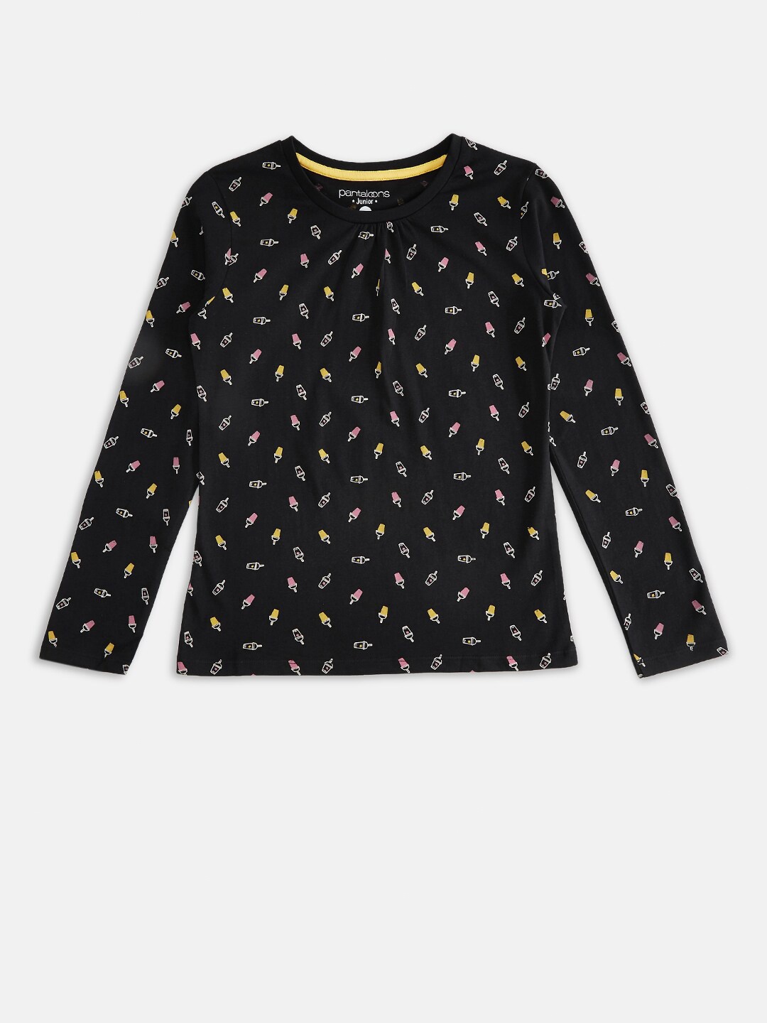 

Pantaloons Junior Girls Black Printed Full Sleeve T-Shirt