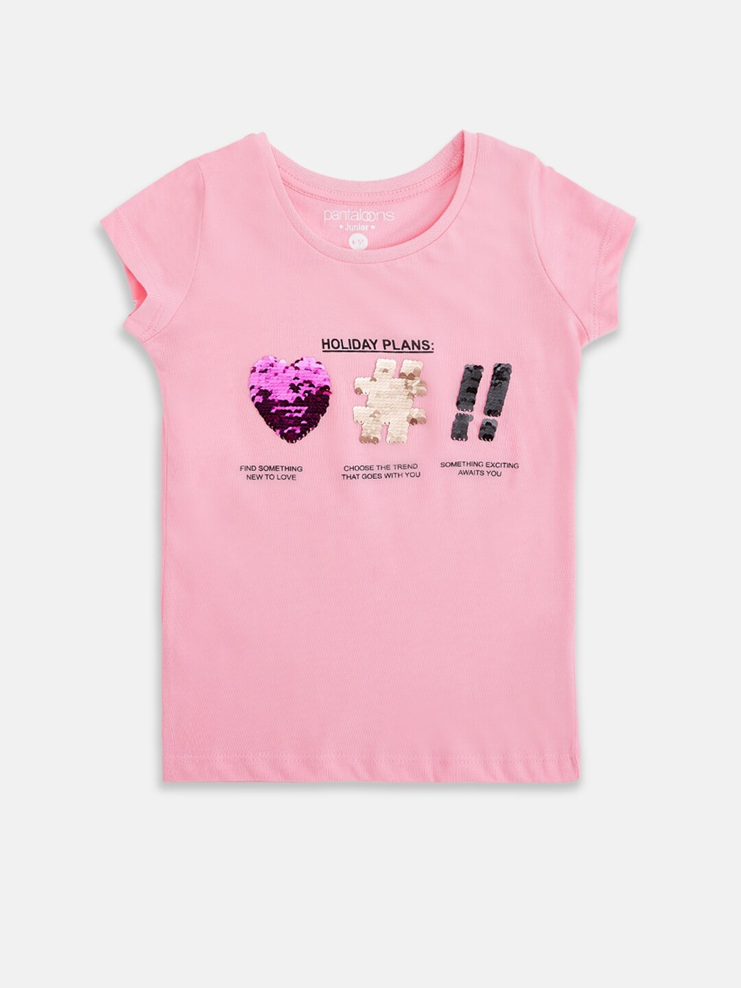 

Pantaloons Junior Girls Pink Embellished Tops