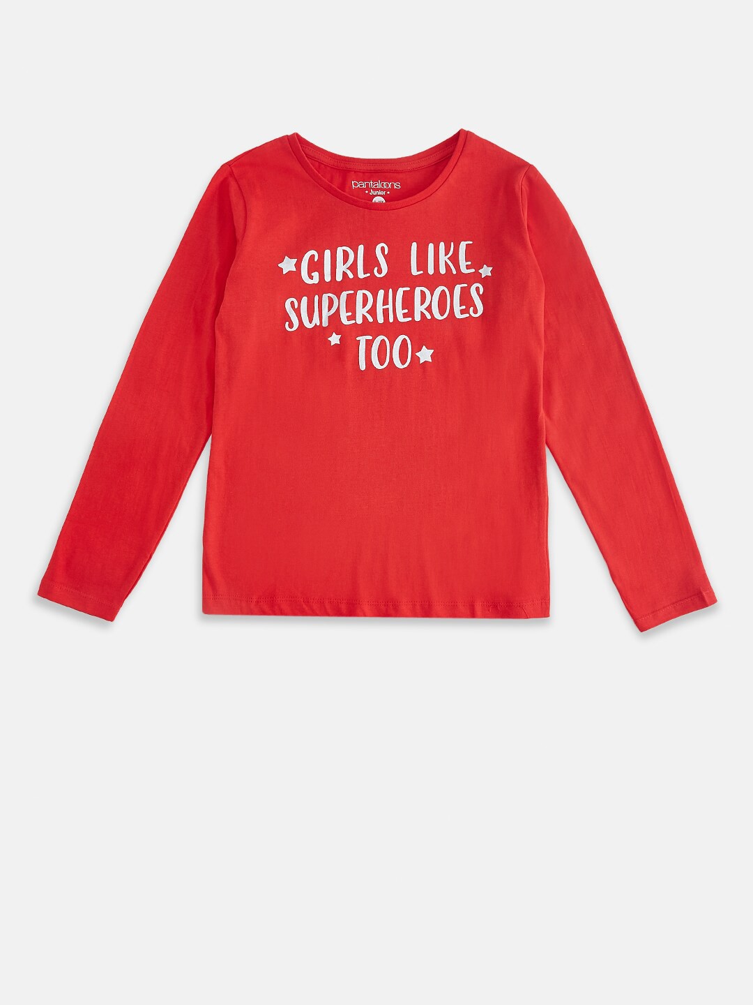 

Pantaloons Junior Girls Red Typography Printed T-shirt