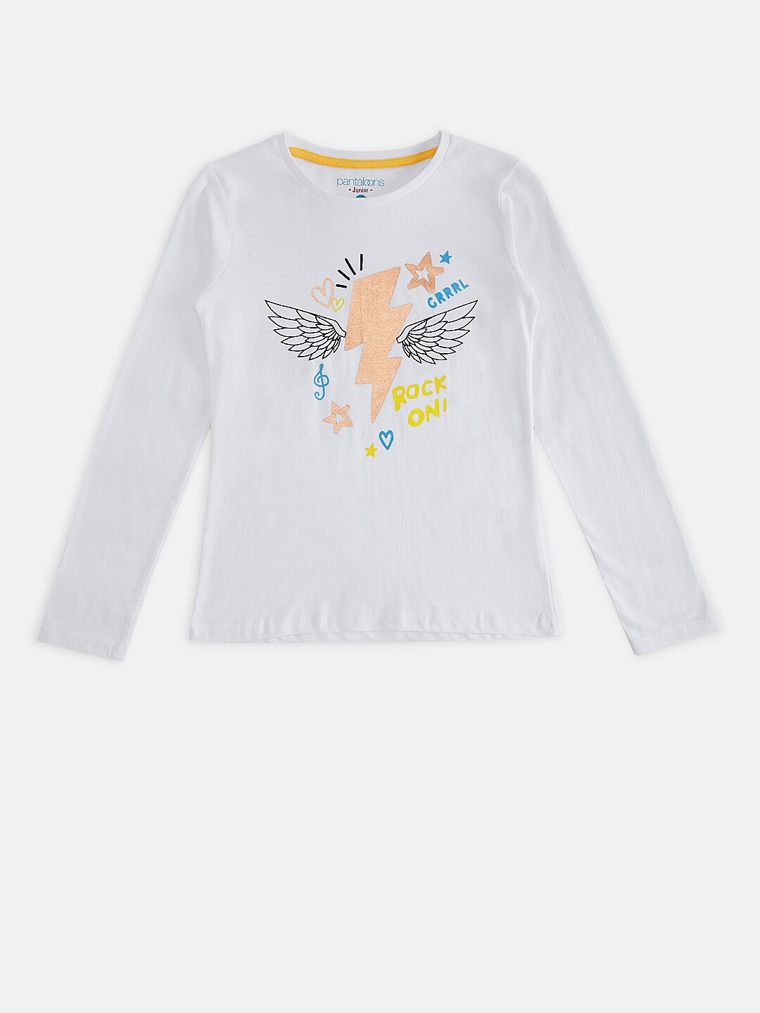 

Pantaloons Junior Girls White Printed Pure Cotton T-shirt