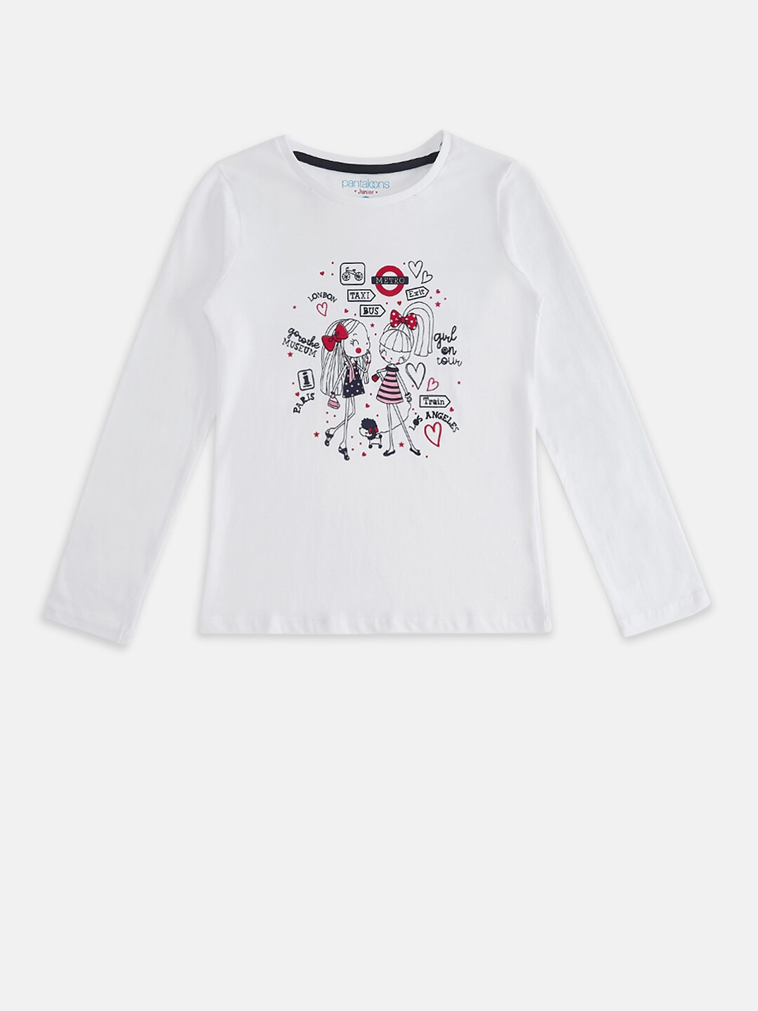 

Pantaloons Junior Girls White Printed Cotton T-shirt