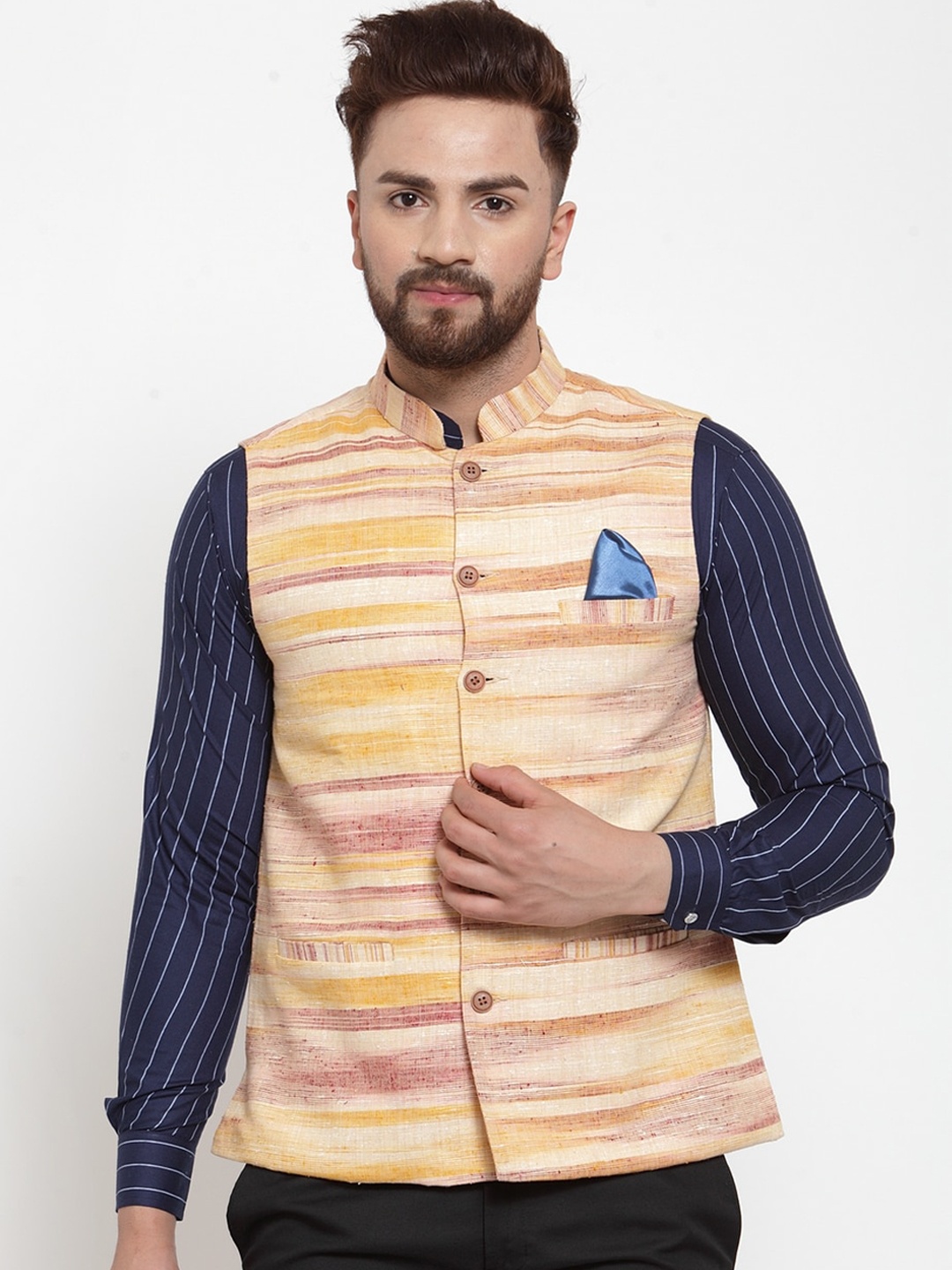 

KLOTTHE Men Multi Pure Cotton Nehru Jacket