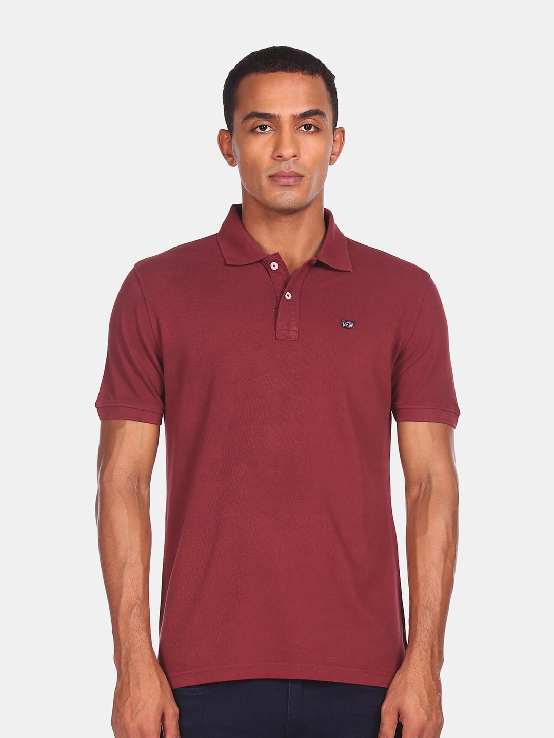 

Arrow Men Red Polo Collar Pockets T-shirt