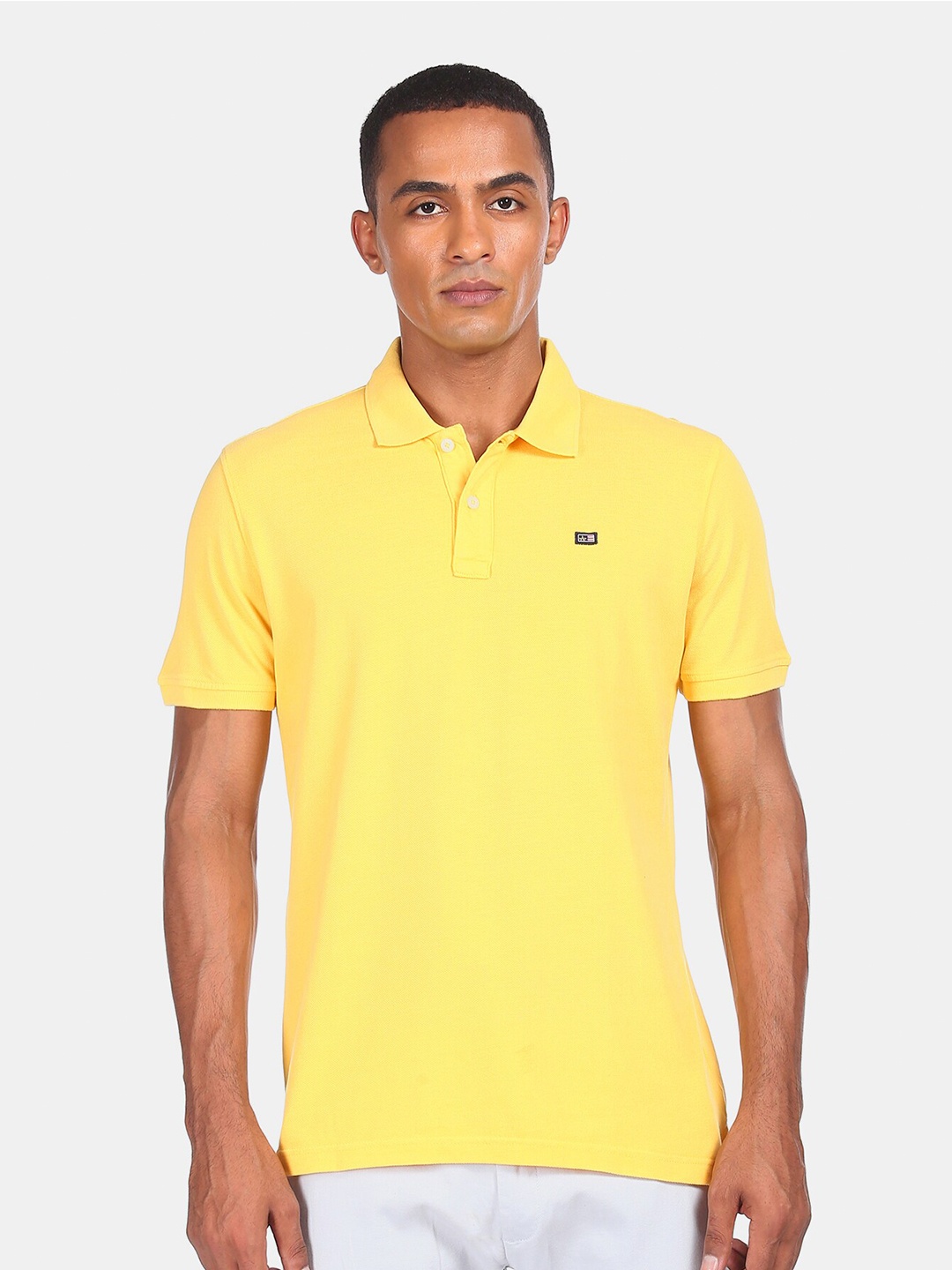 

Arrow Men Yellow Polo Collar Pure Cotton T-shirt