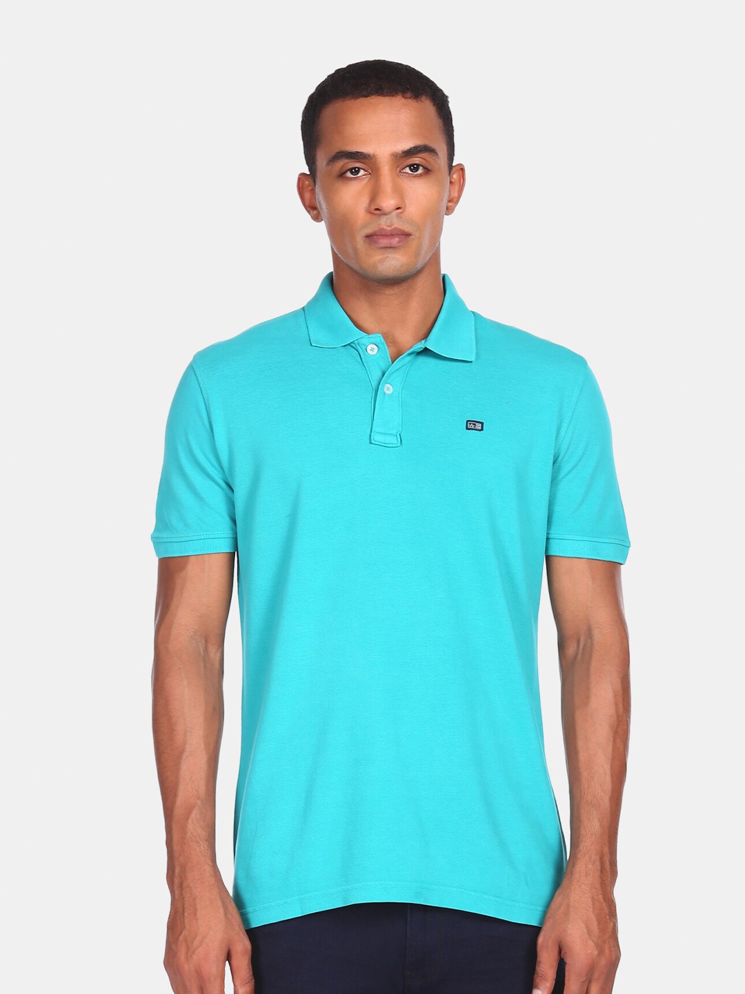 

Arrow Men Blue Polo Collar Cotton T-shirt