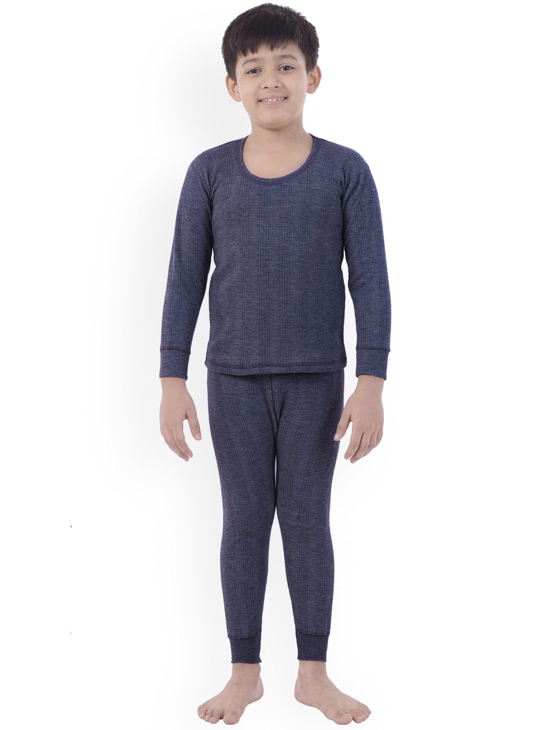 

Zoom Minimondo Kids Navy Blue Ribbed Cotton Thermal Set