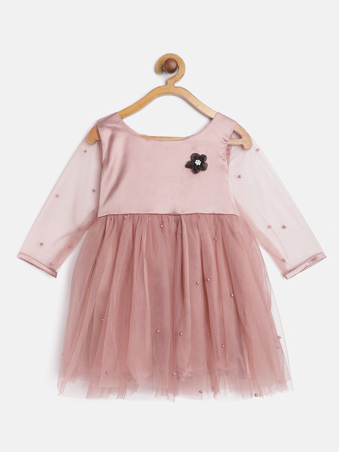 

Bella Moda Girls Pink Solid Embellished Fit and Flare Dress