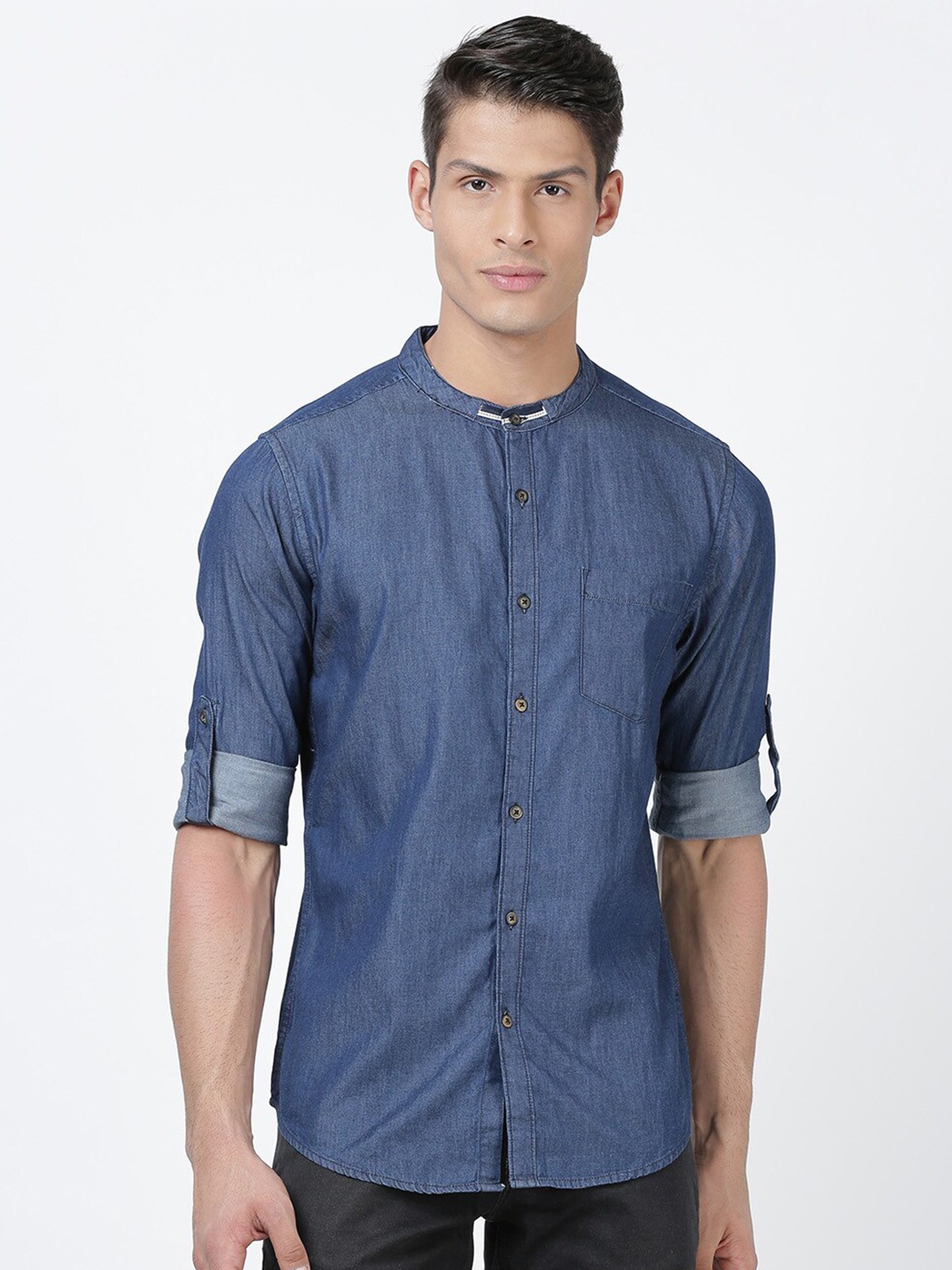

Llak Jeans Men Blue Slim Fit Opaque Casual Shirt